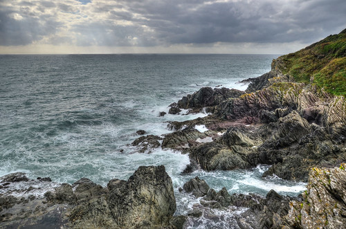 cornwall polperro coast cliffs rocks