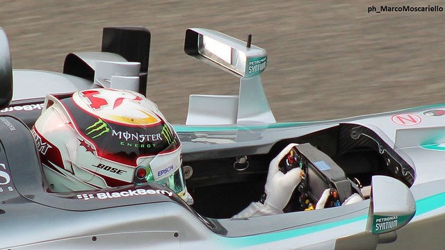 Lewis Hamilton inside cockpit during race