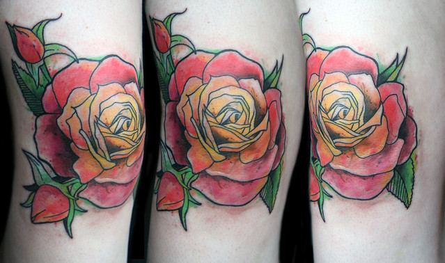 disneyland rose knee tattoo