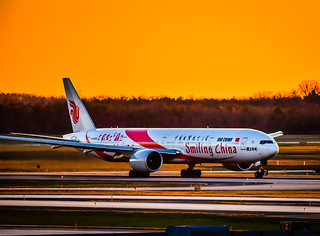 Air China Boeing 777 take off during sunset at Washington Dulles Airport (IAD) - Chantilly VA