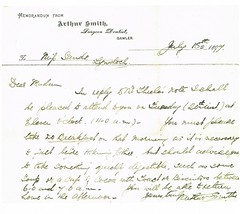 Arthur Smith original letter to patient 1897
