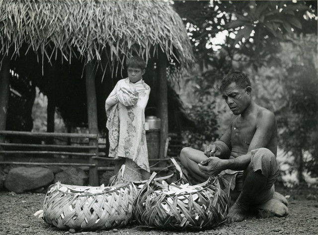 Copra being prepared for drying at Falefa, Samoa c.1965-85