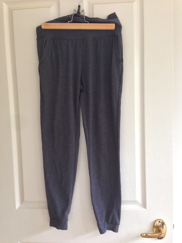 True Bias' Hudson Pants, in grey knit with maternity (yoga) waistband.