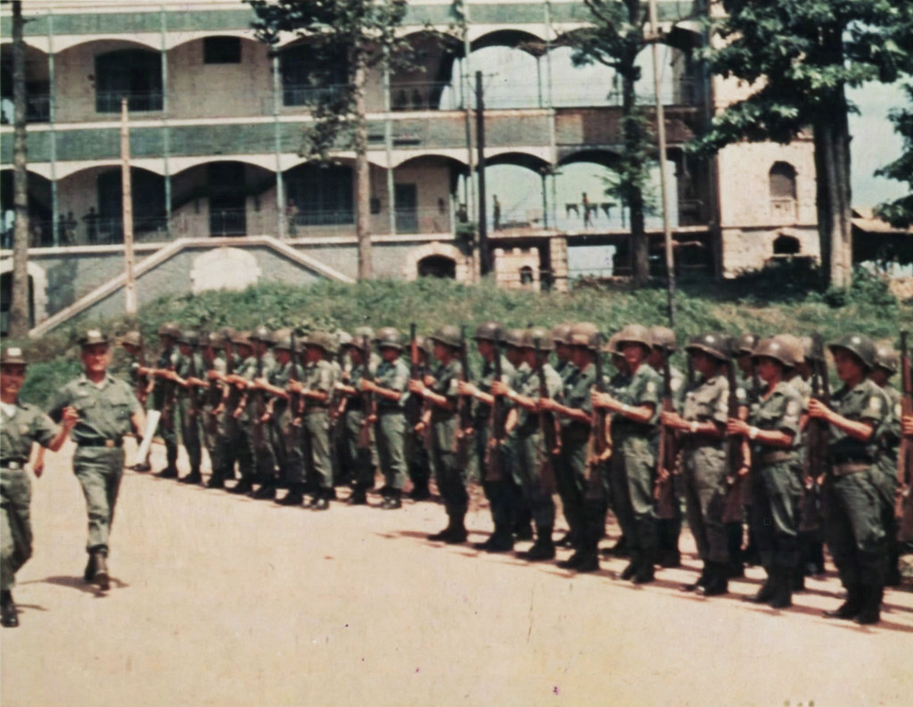 Phu Cuong 1970 - MG Phan Trong Chinh reviews the Honor Guard during his visit to the RVN Engineer School