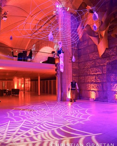 Amazing set up for this #Halloween event! Love the spider web gobos. Photo via #christiangrattanphotography | by RentMyWedding