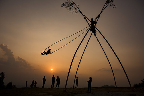 dashain swing bambooswing lingeping festival nepal sunset playing photosofnepal