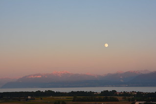 Sunset & Moonrise on Geneva Lake.