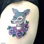 #deer #bambi #pansy #tattoo #シカ #バンビ #パンジー #タトゥー#reikotattoo #studiokeen #名古屋 #矢場町 #大須   reikotakagi@mac.com