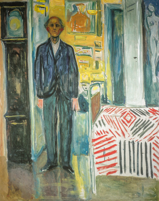 Edvard Munch - Self Portrait Between the Clock and the Bed, 1943 at Munch Museum Oslo Norway