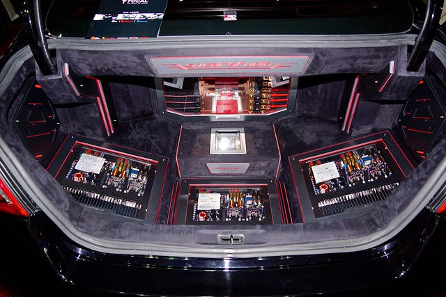 High end sound system in a car at the 32nd Thailand International Motor Expo at IMPACT Challenger in Muang Thong Thani, Nonthaburi, Thailand