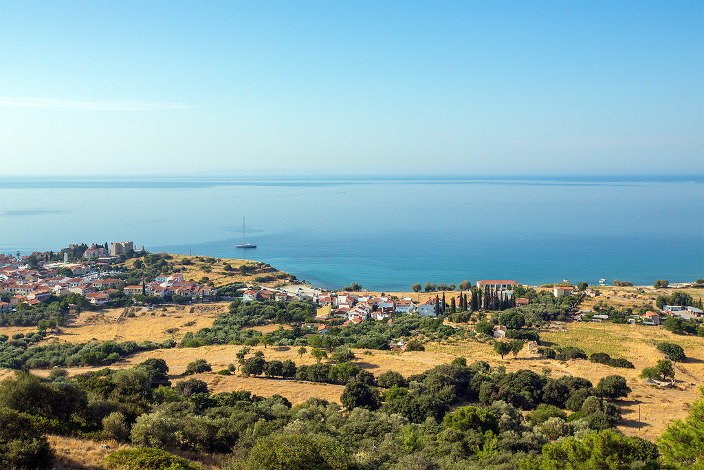 Panoramic view of the beach at Samos island, Greece