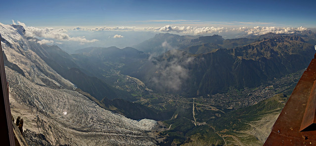 Chamonix from Aiguille du midi panorama