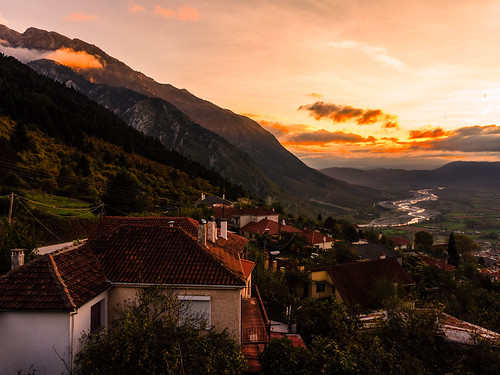 sunset clouds river greece landscape village konitsa nature ipirosditikimakedonia gr