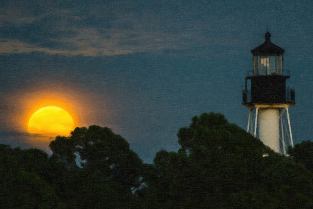 Port St Joe, FL. lighthouse at full moon aug 29,2015