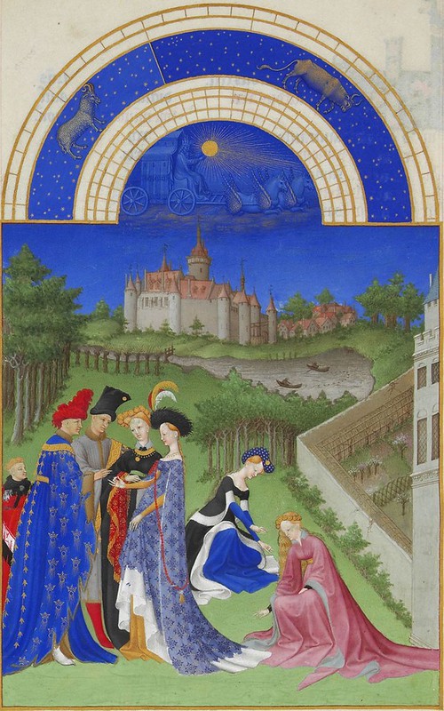 limbourg_april_courtly_figures_castle_grounds