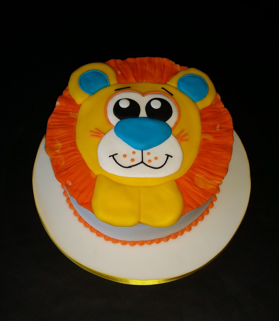 Lion cake A small celebration cake for a baby James when h Flickr