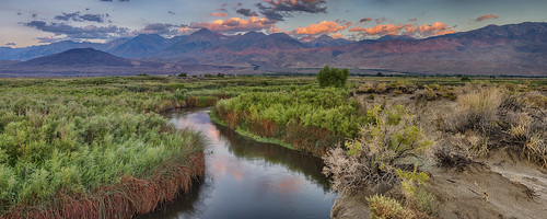 grass clouds sunrise reflections rivers sierranevada owensvalley mountainrange owensriver