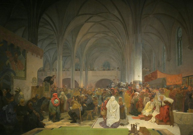 'The Slav Epic' cycle No.8: Master Jan Hus Preaching at the Bethlehem Chapel: Truth Prevails (1916)