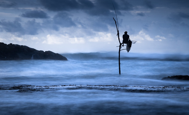 Stilt fisherman in Mirissa