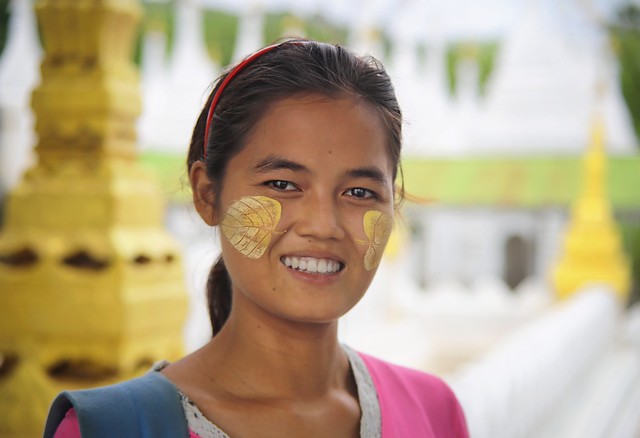 Burmese girl with Thanaka face paint