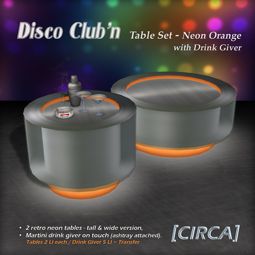 @ GENRE ~ [CIRCA] - "Disco Club'n" - Retro Table Set - Neon Orange