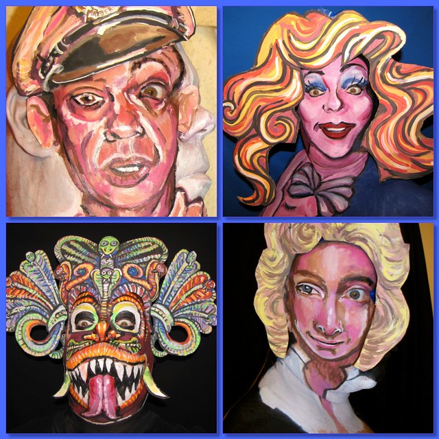Four faces by James Kuhn. Don Knotts, Mermaid. Barong. Barry Mannilow.