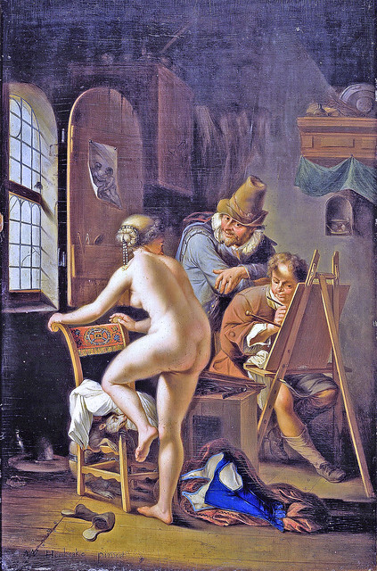 Copy after Arnold van Houbraken - The painter and his nude female model [1690] -
