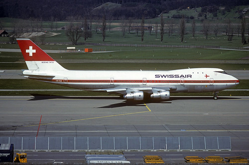 airport zurich boeing flughafen 1980 747 kloten swissair zrh 747200 747b hbiga 747257b