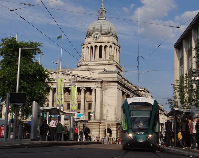 Tram. Old Market Square. Nottingham. Sept 2015