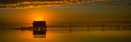 sunset water clouds harbor pier or boathouse garibaldi