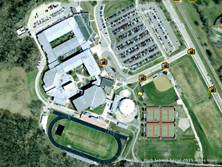 Ames High School Aerial View 2015  - Ames High School Campus including Football Field and Stadium, Tennis Courts, Parking Lot, Media Center, Classrooms, Swimming Pool #AmesHighSchool