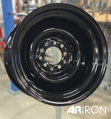 Super wet black wheels ready for customers #ratrod #powdercoating  #arironllc  #powdercoatedwheels #automotive