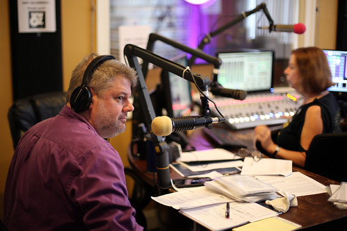 Dave A on the air with Olivia Greene. Photo by Bill Sasser