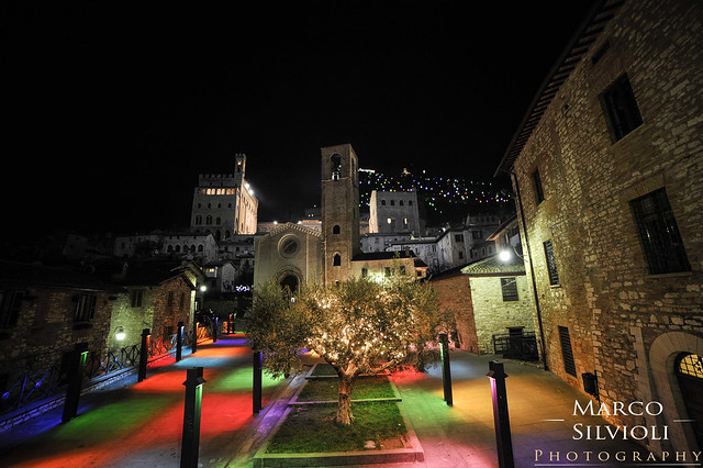 The San Giovanni's square in Gubbio during the Christmas time
