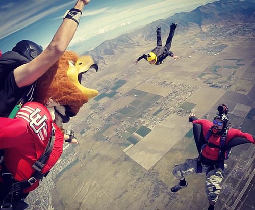 #TerminalVelocityTuesday: Swoop goes soaring! Thanks to @redmaus14 for the photo! #GoUtes #UofU #universityofutah #skydive