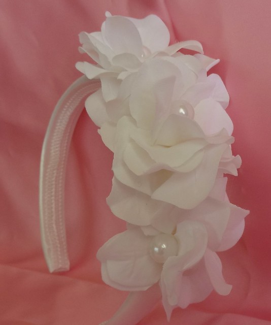 Flower Girl Headband Bridal Hair White Hydrangeas www.lovelygifts.etsy.com