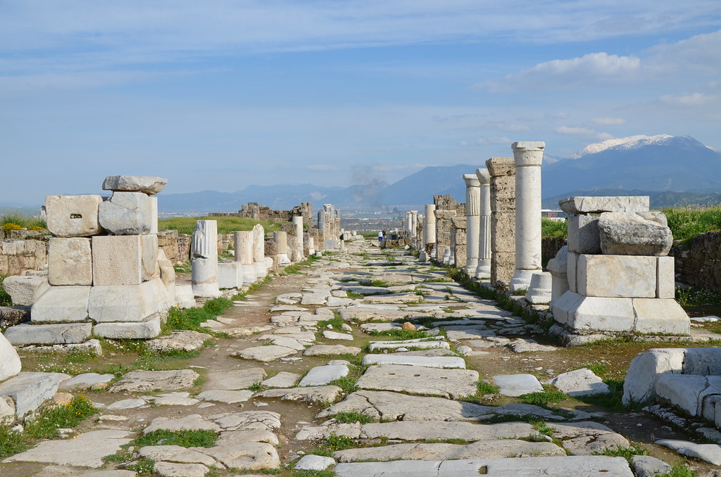 Syria street, the main street of Laodicea stretching nearly one kilometre,  Laodicea on the Lycus, Phrygia, Turkey