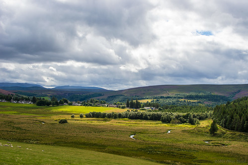 uk trees houses green clouds river landscape scotland highlands sheep hills meander oru tomintoul cairngorm 2015