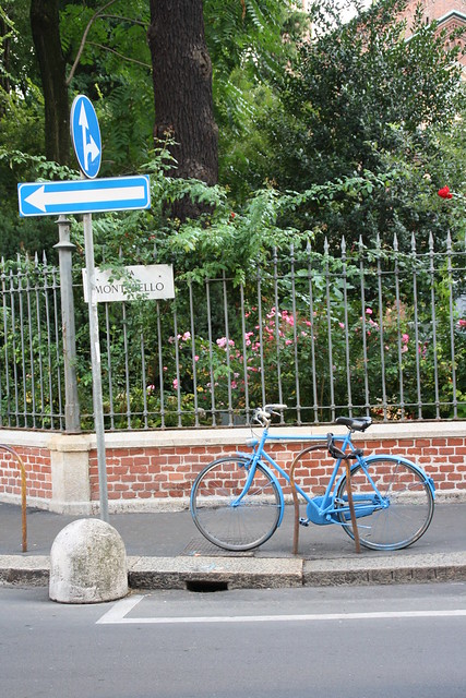 blue bicycle,strada senso unico