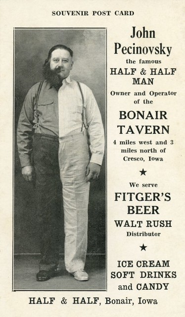 John Pecinovsky, the Famous Half and Half Man, Bonair, Iowa