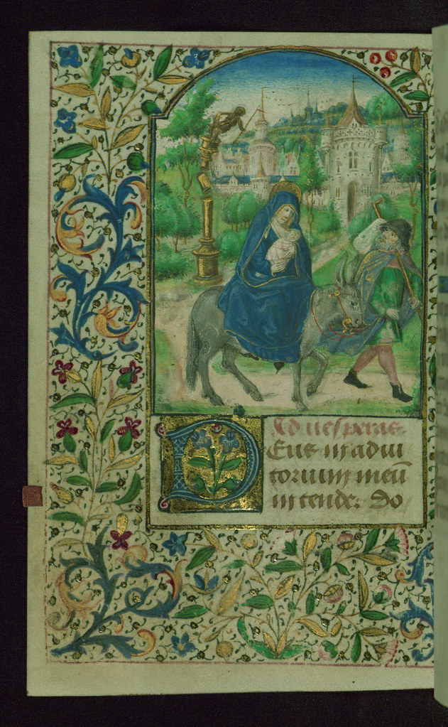 Book of Hours, Flight into Egypt and fall of an idol, Walters Manuscript W.208, fol. 100v