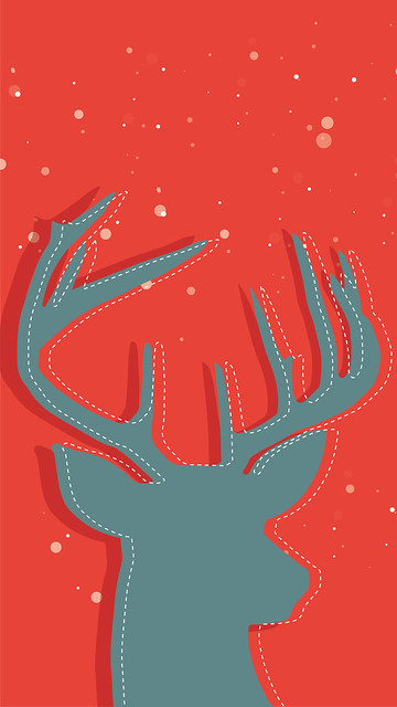 Christmas Stag Grey iPhone Wallpaper