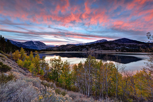 california travel autumn trees sunset vacation usa lake mountains color reflection fall water colors clouds nikon colorful fallcolors adventure autumncolors junelake easternsierra junelakeloop monocounty markwhitt markwhittphotography