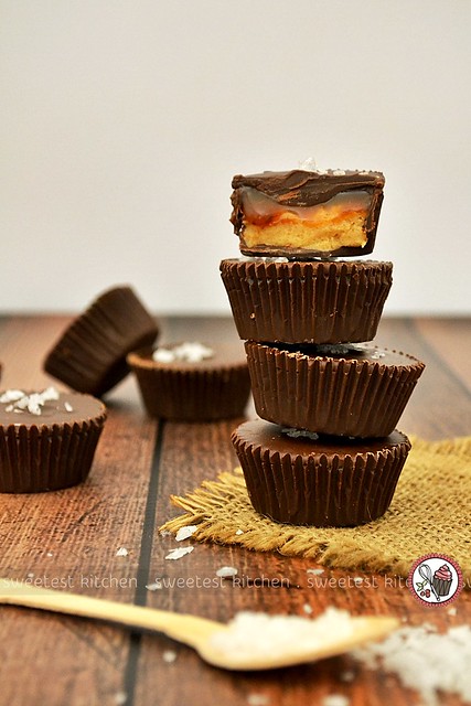 Chocolate Peanut Butter and Salted Bourbon Caramel Cups