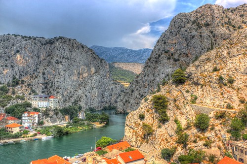 street old city travel roof summer people mountain color building tree rock digital port canon eos boat town high nice colorful view hill croatia calm fortress cetina omis 70d