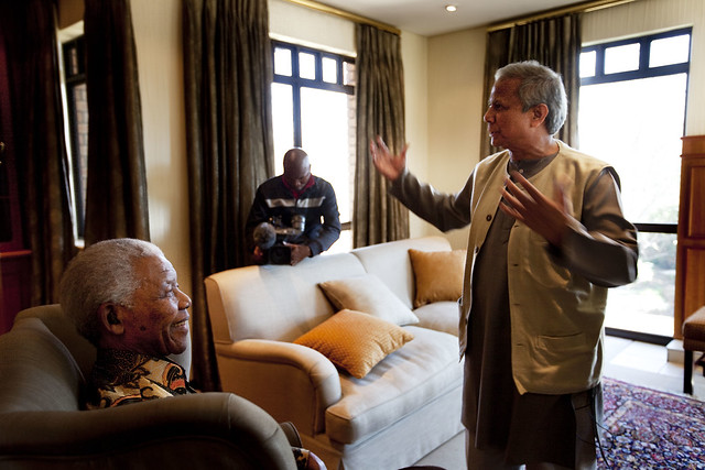 Muhammad Yunus meets Nelson Mandela