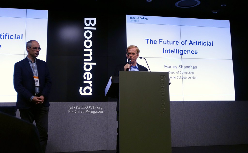 David Wood, Chair London Futures, introducing Murray Shanahan Imperial College, at London Futures at Bloomberg HQ _DSC6518 by garethwong