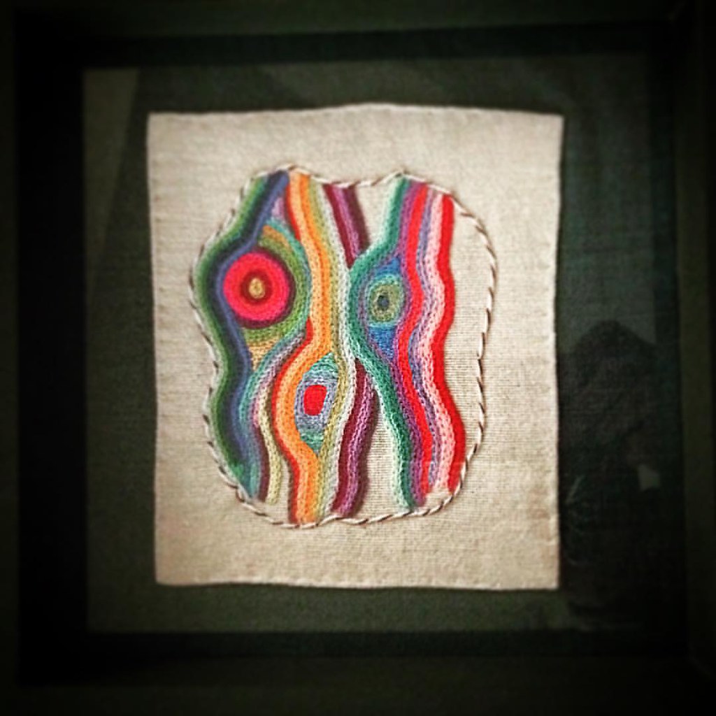 flipped and framed. if you only knew how many tiny stitches went into this piece..... #chainstitch #embroidery #abstract #native #abstractart #abstractembroidery #handstitched #stitchedbyhand