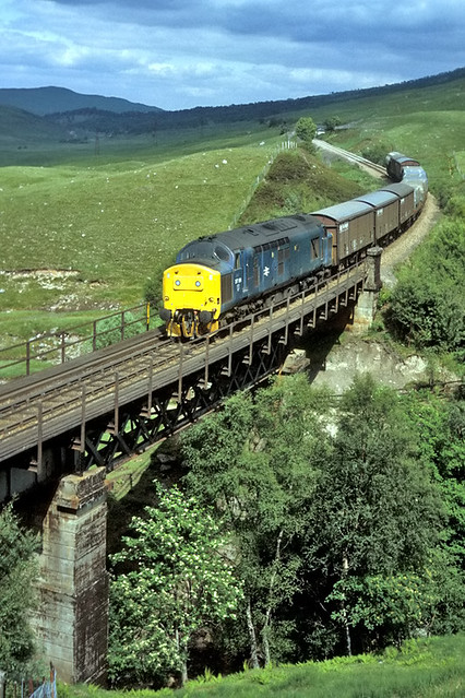 37191 drifts through Achallader with the 12:40 freight from Corpach to Mossend