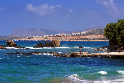 travel blue sea summer sky holiday seascape hot water landscape mediterranean waves greece crete hania xania chania kriti